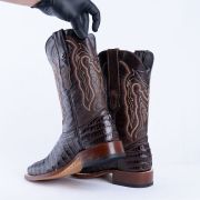 Print Croc Tail Brown Cowboy Boots