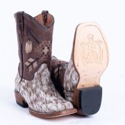 Brown & White Hair On Cowhide Cowgirl Boots