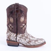 Brown & White Hair On Cowhide Cowgirl Boots