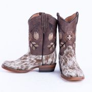 Brown & White Hair On Cowhide Cowgirl Boots