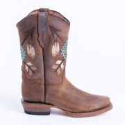 Cognac Calf Aztec Embroidery Cowgirl Boots