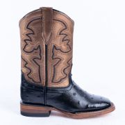 Ostrich Print Black With Bronze Top Cowgirl Boots