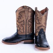 Ostrich Print Black With Bronze Top Cowgirl Boots