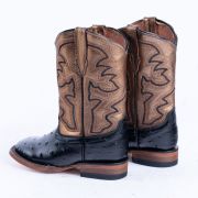 Ostrich Print Black With Bronze Top Cowgirl Boots