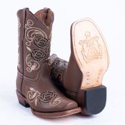 Sand With Brown Rose Inlay Cowgirl Boots