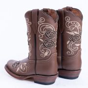 Sand With Brown Rose Inlay Cowgirl Boots