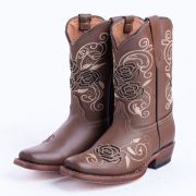 Sand With Brown Rose Inlay Cowgirl Boots