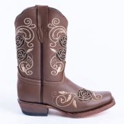 Sand With Brown Rose Inlay Cowgirl Boots