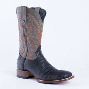 Caiman Belly Black Print Western Boots With Hybrid Sole