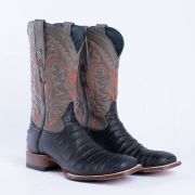 Caiman Belly Black Print Western Boots With Hybrid Sole