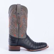 Caiman Belly Black Print Western Boots With Hybrid Sole