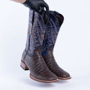 Caiman Belly Brown Western Boots Whit Hybrid Sole