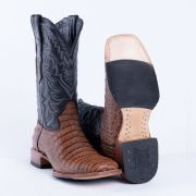 Caiman Belly Cognac Western Boots Whit Hybrid Sole