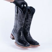 Croc Hornback Black Print Western Boots