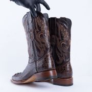 Croc Hornback Brown Print Western Boots