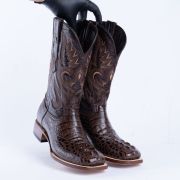 Croc Hornback Brown Print Western Boots