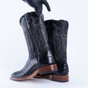 Croc Tail Black Print Western Boots