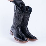 Croc Tail Black Print Western Boots