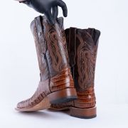 Croc Tail Cognac Print Western Boots