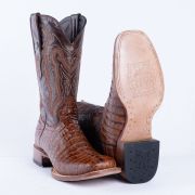 Croc Tail Cognac Print Western Boots