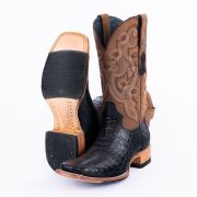 Croc Belly Black Western Boots Hybrid Sole
