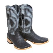 Croc Belly Matte Black Cowboy Boots