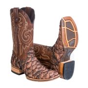 Fish Mustang brown Cowboy Boots ATX sole