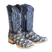 Monster Fish Mockingbird Grey Cowboy Boots EE-WIDE