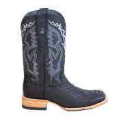 Python Matte Black Cowboy Boots With Hybrid Sole
