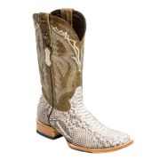 Python Matte Natural Cowboy Boots With Hybrid Sole
