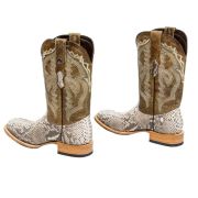 Python Matte Natural Cowboy Boots With Hybrid Sole