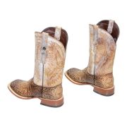 HandTooled Horseshoe Mocha Western Boots EE