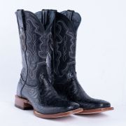 HandTooled Black Print Western Boots
