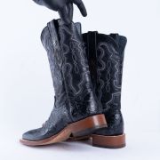 HandTooled Black Print Western Boots