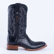 HandTooled Black Print Western Boots