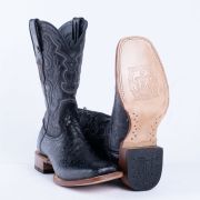 HandTooled Black Print Western Boots