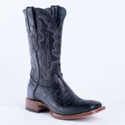 HandTooled Black Print Western Boots