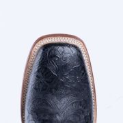 HandTooled Black Print Western Boots