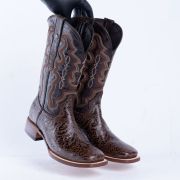 HandTooled Brown Print Western Boots