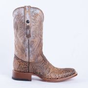 HandTooled Horseshoe Mocha Western Boots
