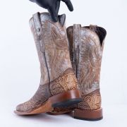 HandTooled Horseshoe Mocha Western Boots