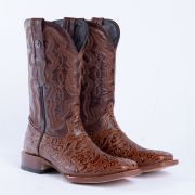 HandTooled Print Cognac Western Boots