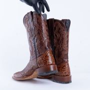 HandTooled Print Cognac Western Boots