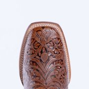 HandTooled Print Cognac Western Boots