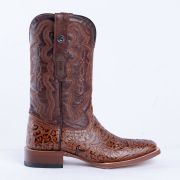 HandTooled Print Cognac Western Boots