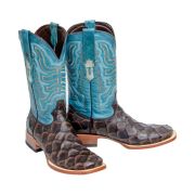 Monster Fish Print Matte Brown Western Boots