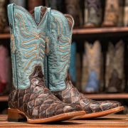 Monster Fish Print Matte Brown Western Boots