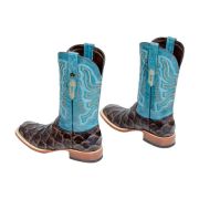 Monster Fish Print Matte Brown Western Boots