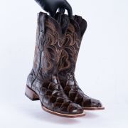 Monster Fish Brown Print Western Boots