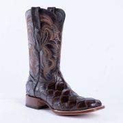 Monster Fish Brown Print Western Boots